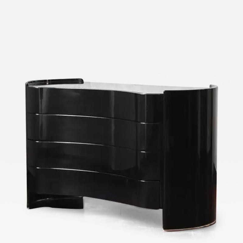 Kazuhide Takahama Black lacquered wood chest of drawers Kazuhide Takahama for Gavina 1970s