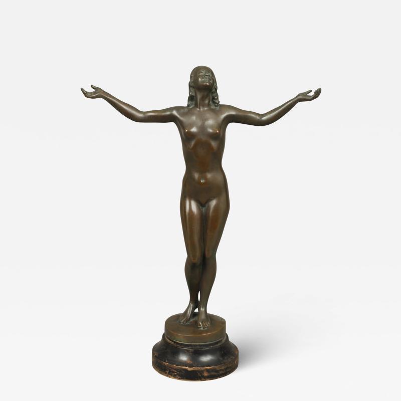 Kenneth Strobl early 20th c NUDE FIGURE WITH OUTSTRETCHED ARMS