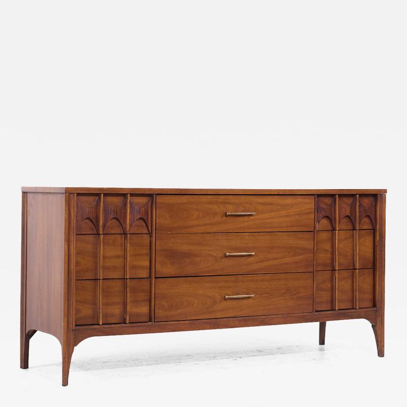 Kent Coffey Kent Coffey Perspecta Mid Century Rosewood and Walnut 9 Drawer Lowboy Dresser