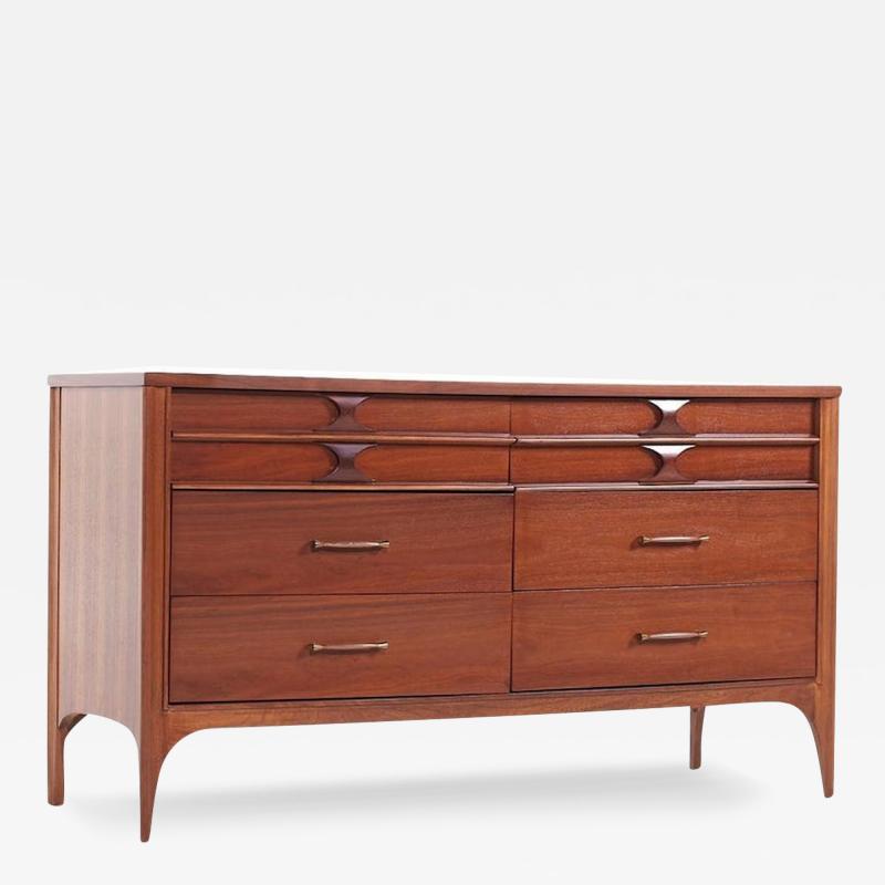 Kent Coffey Kent Coffey Perspecta Mid Century Walnut and Rosewood 6 Drawer Lowboy Dresser