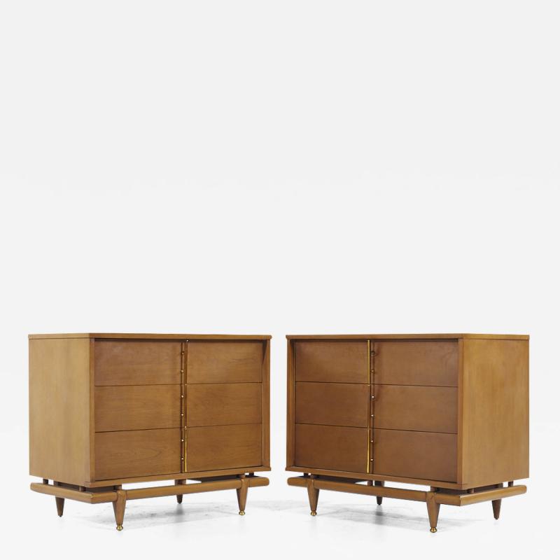 Kent Coffey Kent Coffey Sequence Mid Century Walnut and Brass 36 Chests Pair