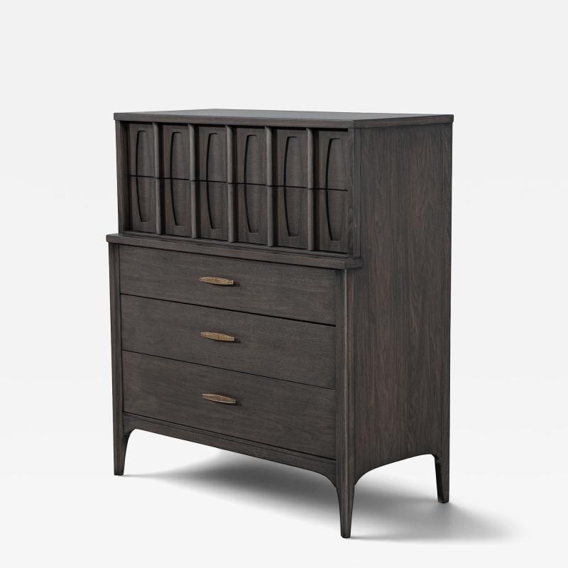 Kent Coffey Mid Century Modern Tall Chest Cabinet in Smoked Graphite Finish by Kent Coffey