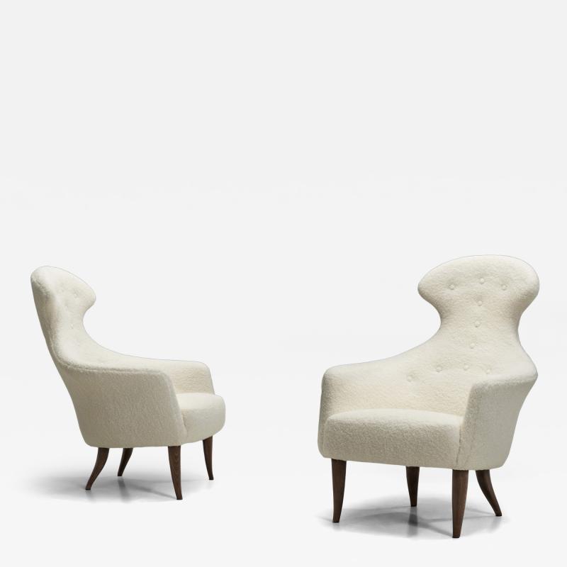 Kerstin H rlin Holmquist Stora Eva Armchairs by H rlin Holmquist for Nordiska Kompaniet Sweden 1950s