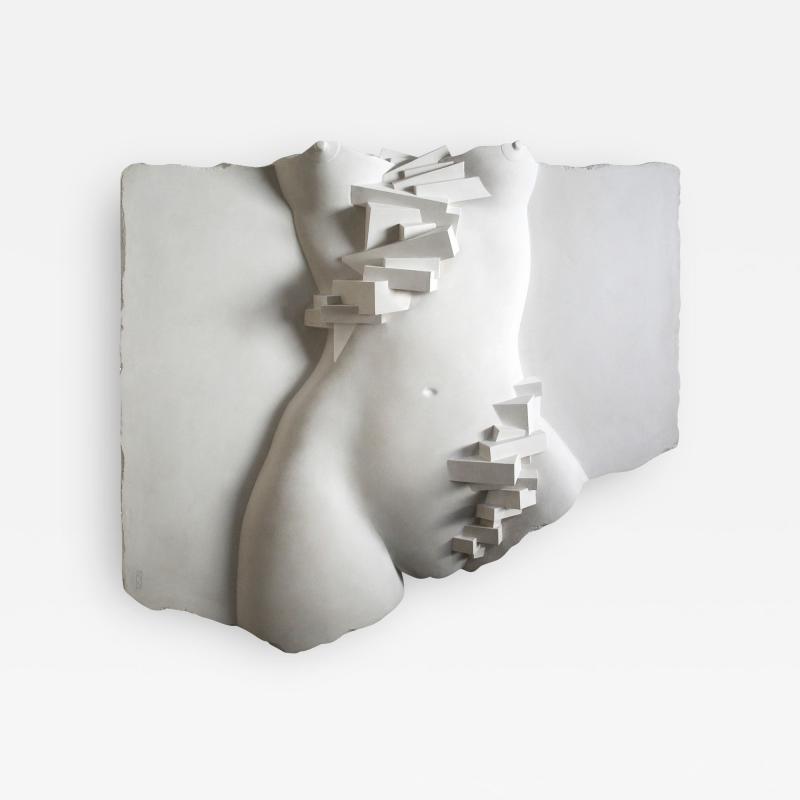 Kevin Kelly White Resin Nude Torso Sculpture
