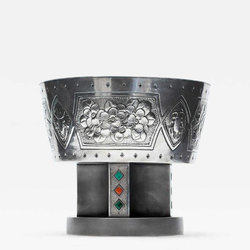 Kintaro Hattori A Japanese Sterling Silver Centerpiece Pedestal Bowl by Hattori Kintaro