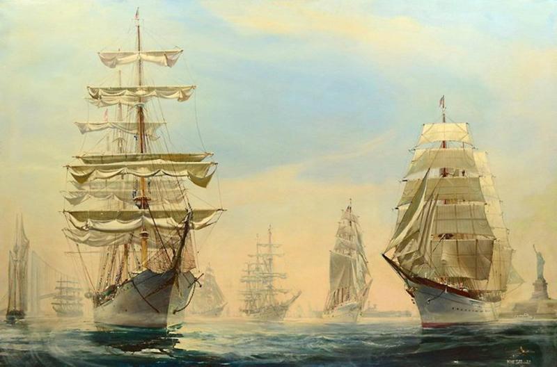 Kipp Soldwedel Operation Sail New York Harbour Oil Painting