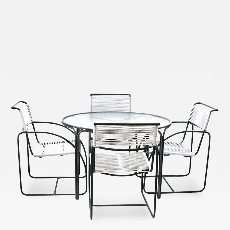 Kipp Stewart Kipp Stewart Bronze Age Glass Top Dining Table 4 Matching Chairs