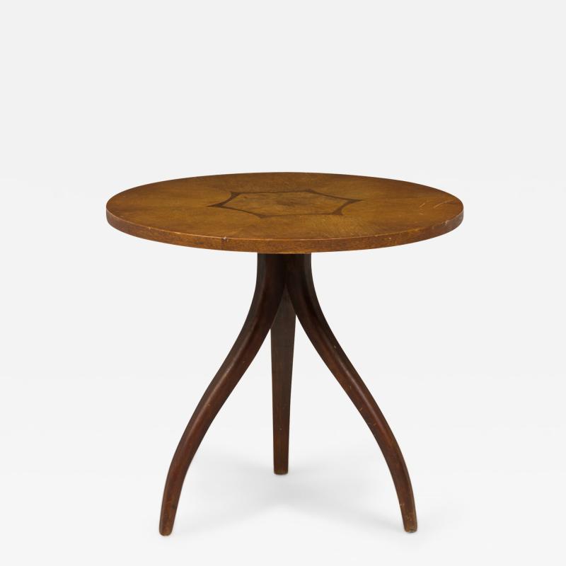 Kipp Stewart Kipp Stewart For Drexel Wooden Inlay Hexagon Circular Tripod End Side Table