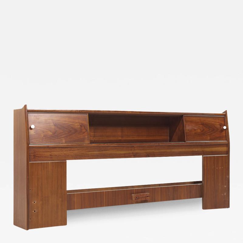 Kipp Stewart Kipp Stewart for Drexel Declaration Mid Century Walnut King Storage Headboard