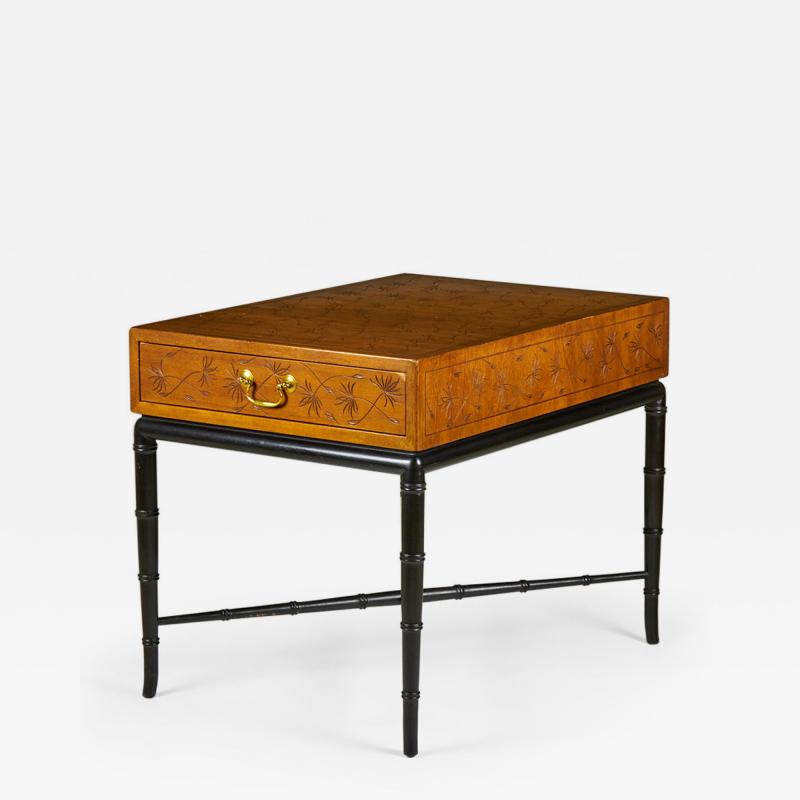 Kittinger Company Hollywood Regency Faux Bamboo Dandelion Design End Table