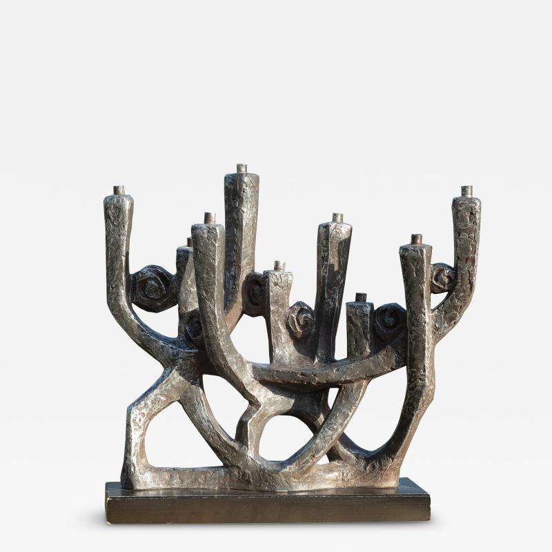 Klara Sever Klara Sever for Austin Productions Gunmetal Plaster on Black Base Menorah