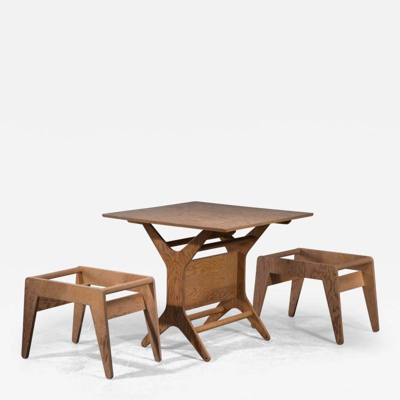 Klaus Grabe Klaus Grabe rare height adjustable dining or coffee table and stools