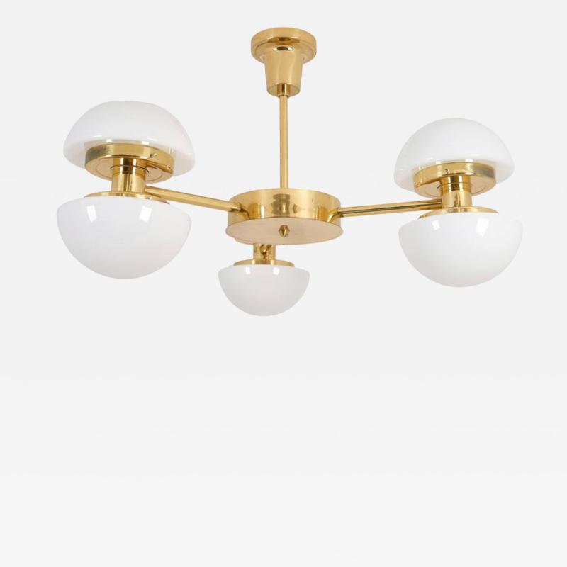 Klaus Michalik Modernist Bau 950 507 Chandelier Brass Glass Klaus Michalik Orno 1980s