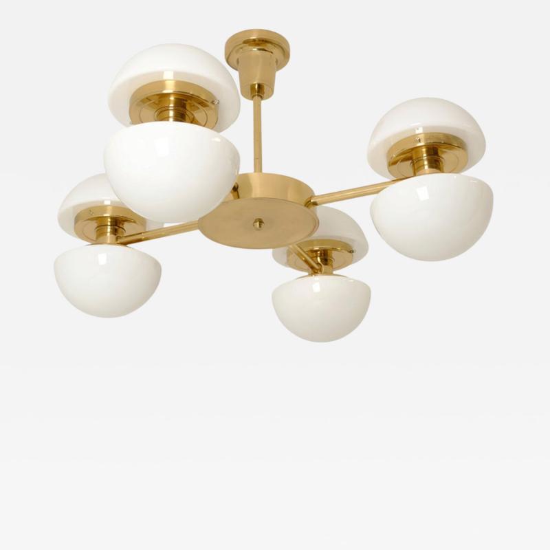 Klaus Michalik Nordic Modern Bau 950 507 Chandelier Brass Glass Klaus Michalik Orno 1980s