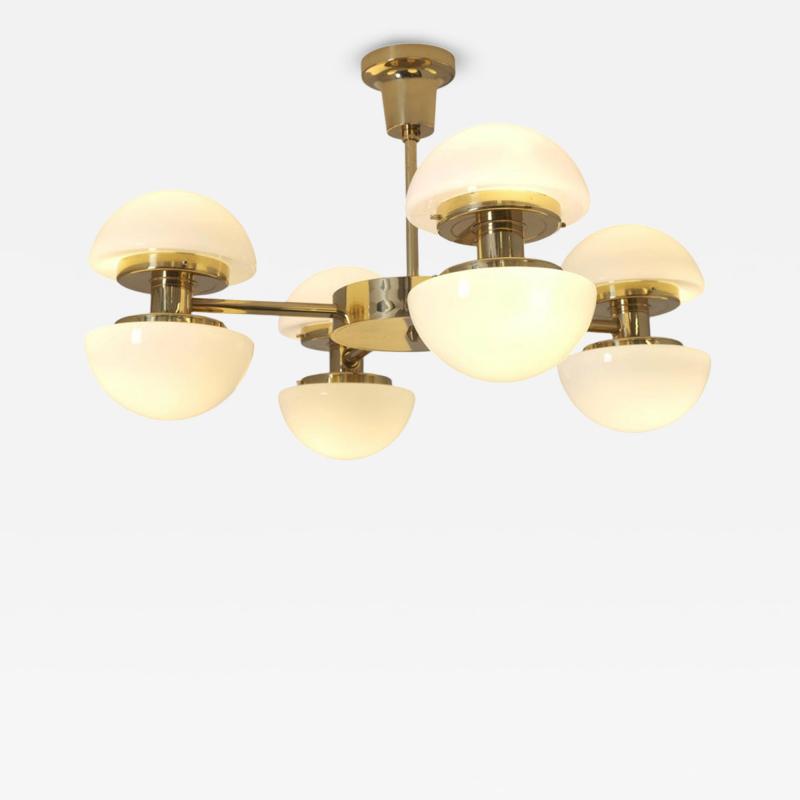 Klaus Michalik Nordic Modern Sizable Bau Chandelier Brass Glass Klaus Michalik Orno 1980s