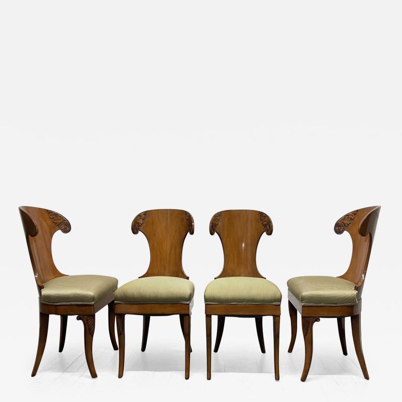 Klismos Style Walnut Dining Chairs Set of 4