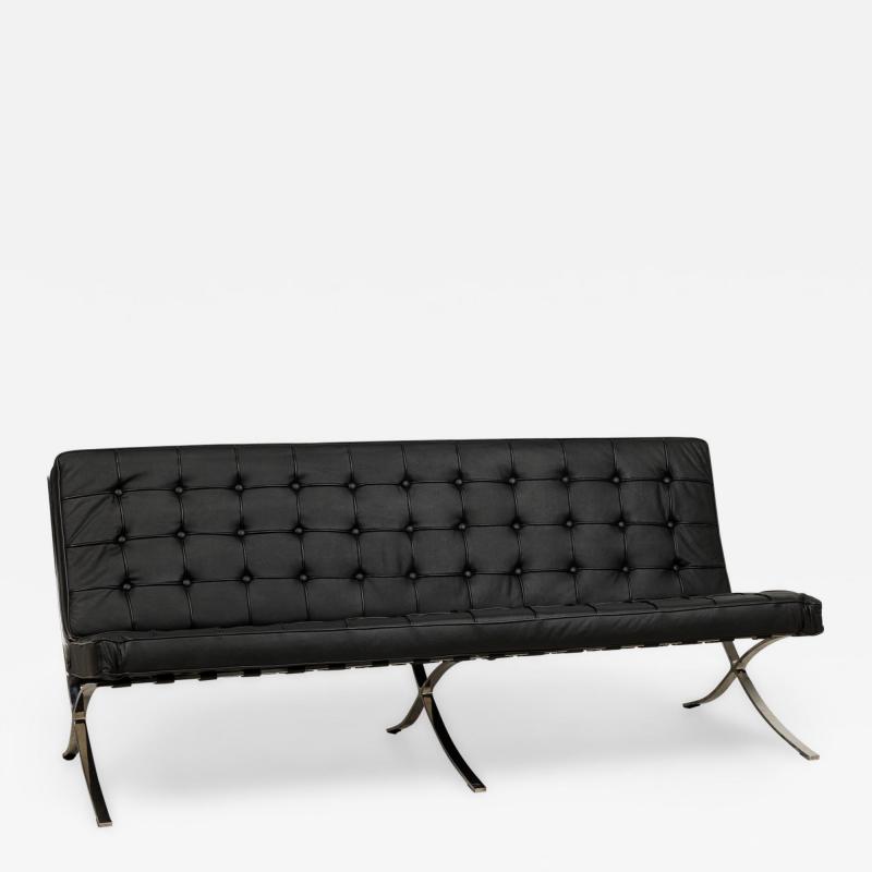Knoll American Contemporary Barcelona Black Leather Sofa