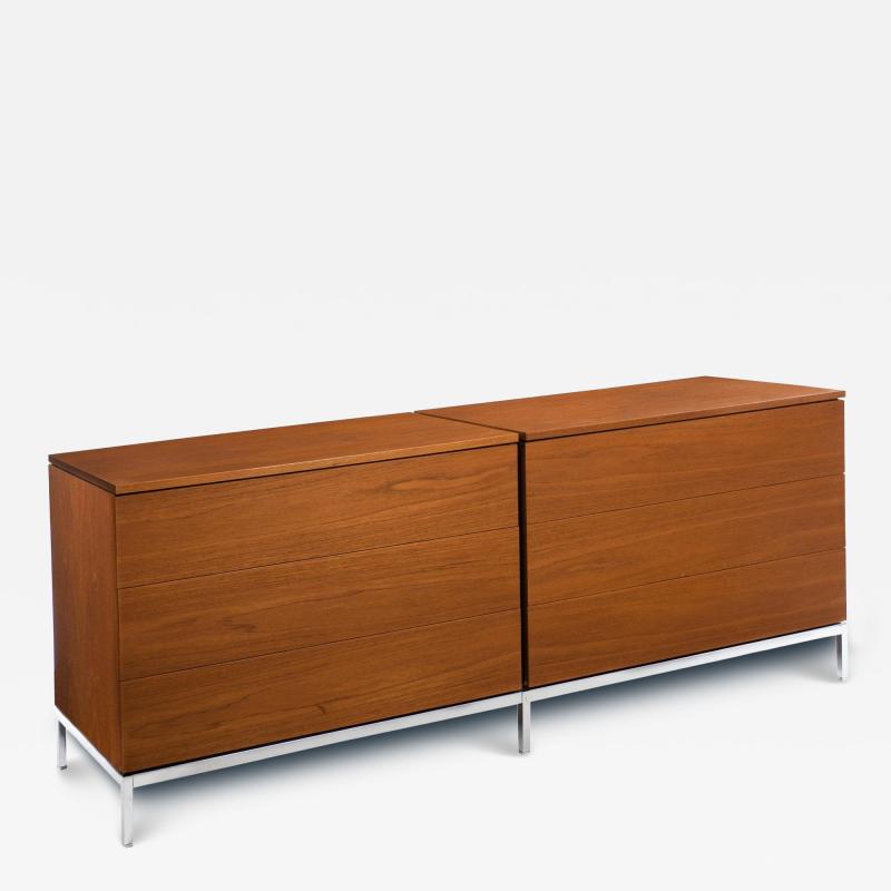 Knoll Mid Century Modern Teak and Chrome Double Chest Credenza circa 1970