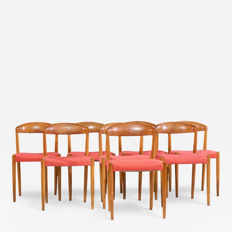 Knud Andersen Model KA120 Mid Century Danish Teak Dining Chairs Set of 8
