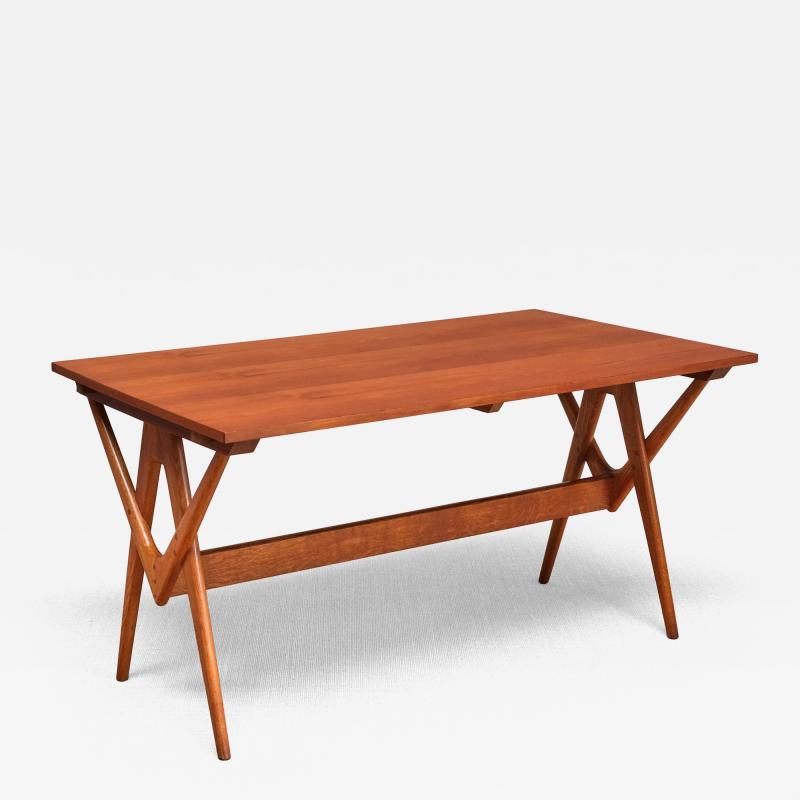 Knud Mortensen Important Knud Mortensen Extendable Dining Table in Oak and Teak Denmark 1955