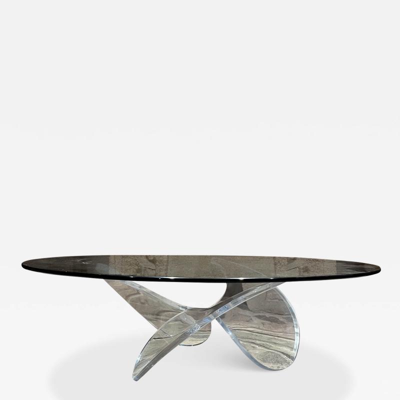 Knut Hesterberg 1970s Curved Lucite Round Coffee Table Propeller Style of Knut Hesterberg