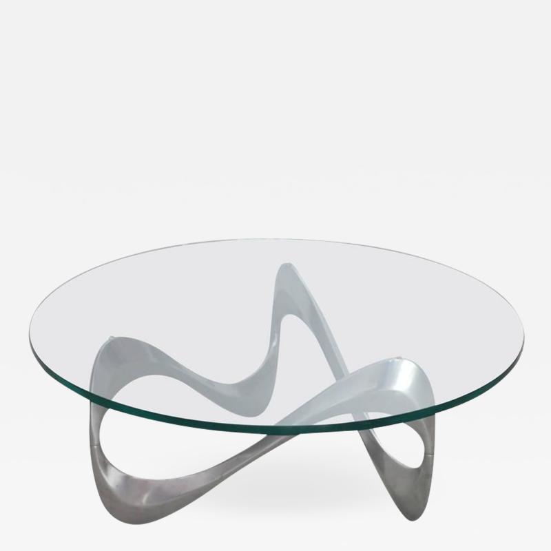 Knut Hesterberg Aluminum and Glass Snake Coffee Table by Knut Hesterberg for Ronald Schmitt