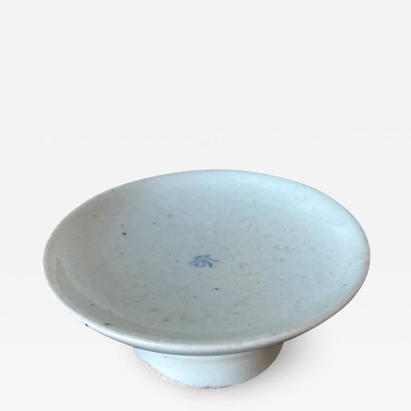 Korean Ceramic Ritual Offering Stemmed Dish with Inscription Joseon Dynasty