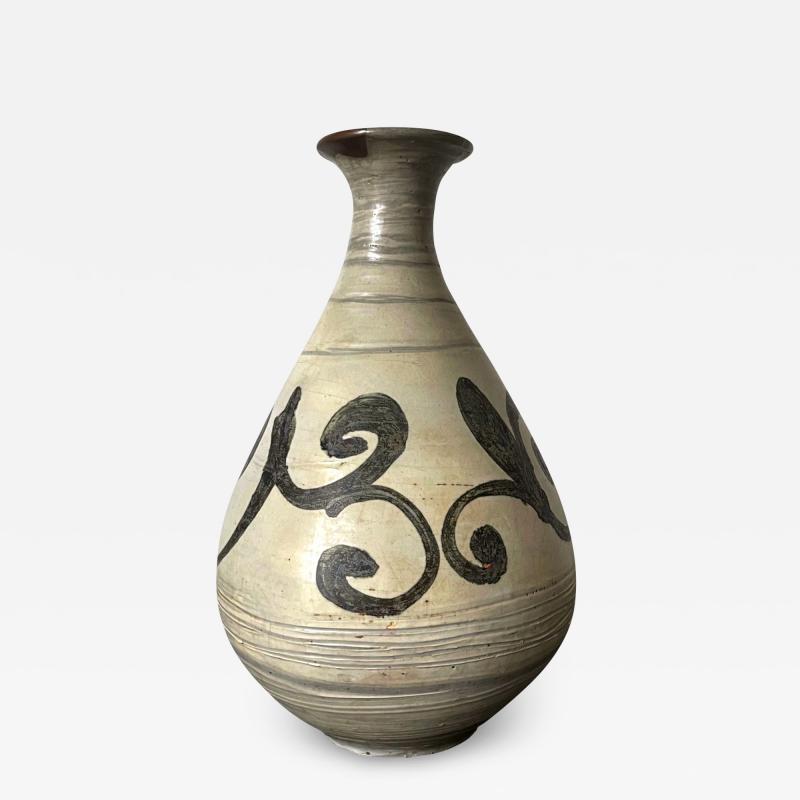 Korean Glazed Ceramic Vase Buncheong Ware Early Joseon Dynasty