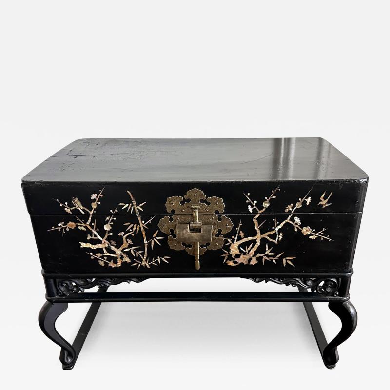 Korean Wedding Box on Stand Lacquer with MOP Inlays