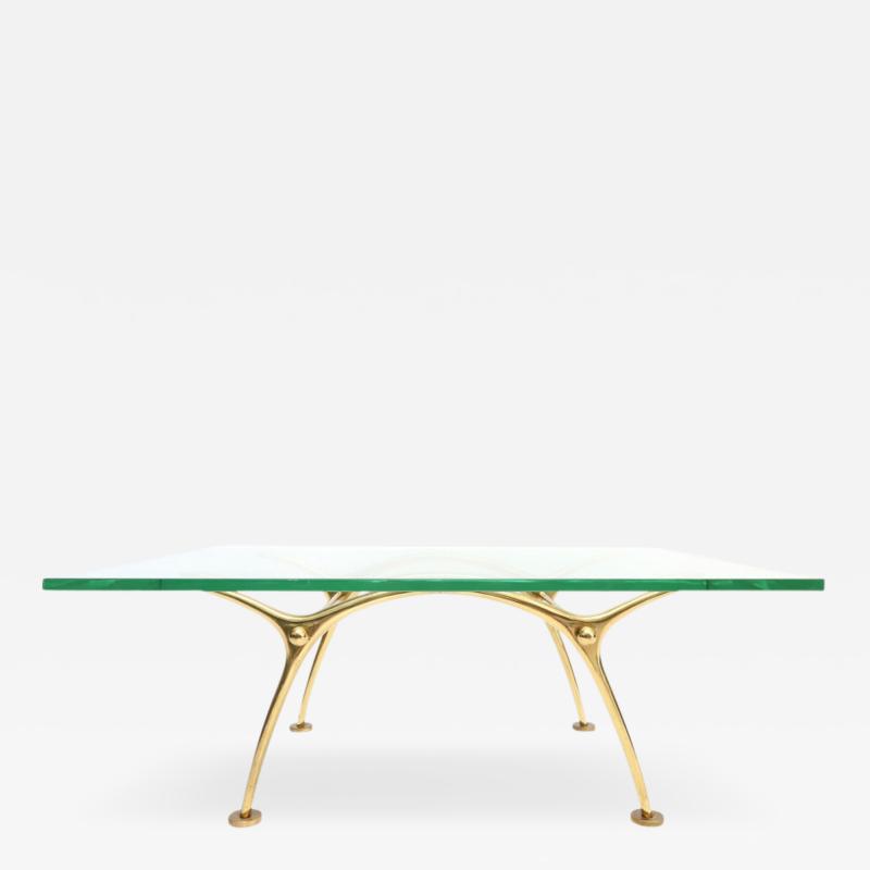 Kouloufi A Brass Based Glass Topped Cocktail Table by Kouloufi