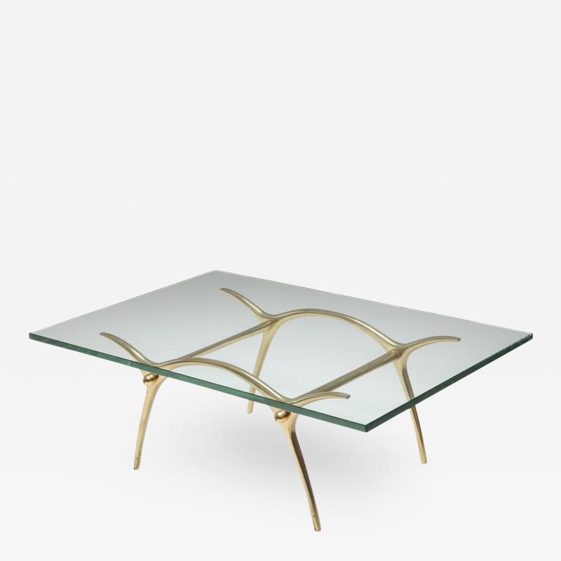 Kouloufi Bronze Hollywood Regency Coffee Table by Kouloufi 1970s