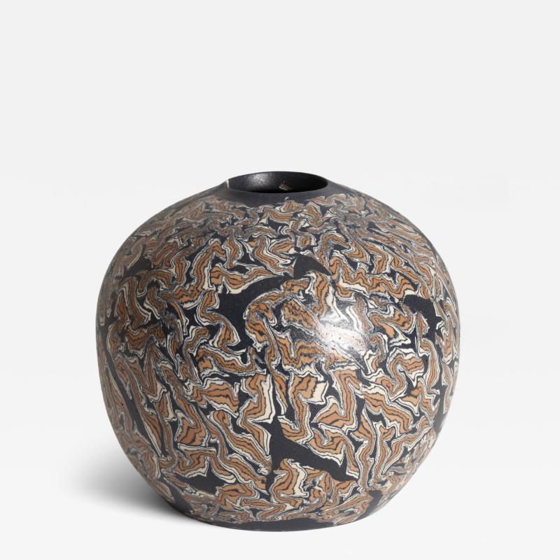 Koyo Matsui Vase with Marbleized Clay T 5157 