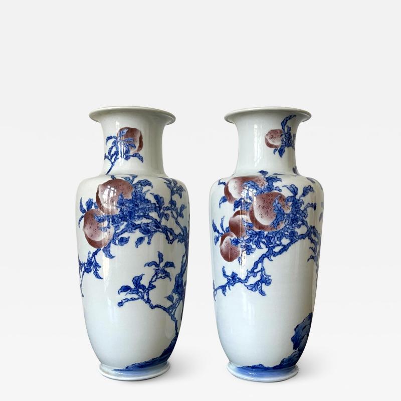 Kozan Makuzu Pair of Rare Porcelain Commemorative Vases by Makuzu Kozan Meiji Period