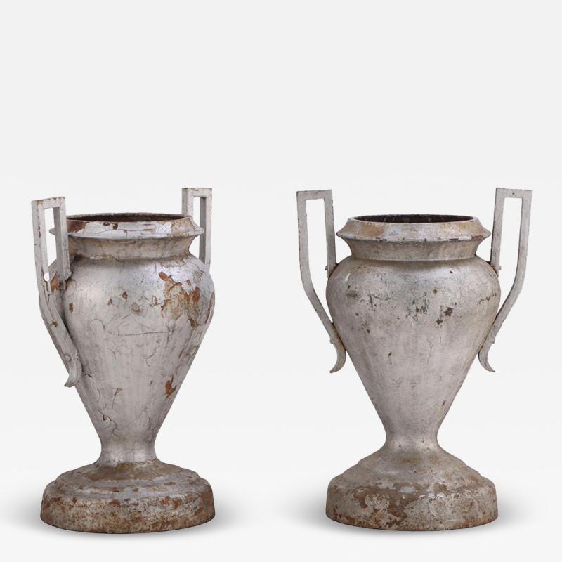 Kramer Brothers Rare 36 pair of Art Deco cast iron garden urns by Kramer Brothers C 1920 