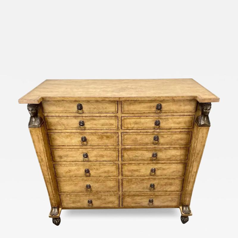 Kreiss Federal Style Beige Shagreen Apothecary Cabinet with Bronze Design
