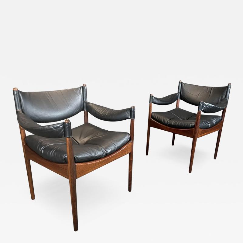 Kristian Solmer Vedel Pair of Vintage Mid Century Modern Rosewood Modus Chairs by Kristian Vedel