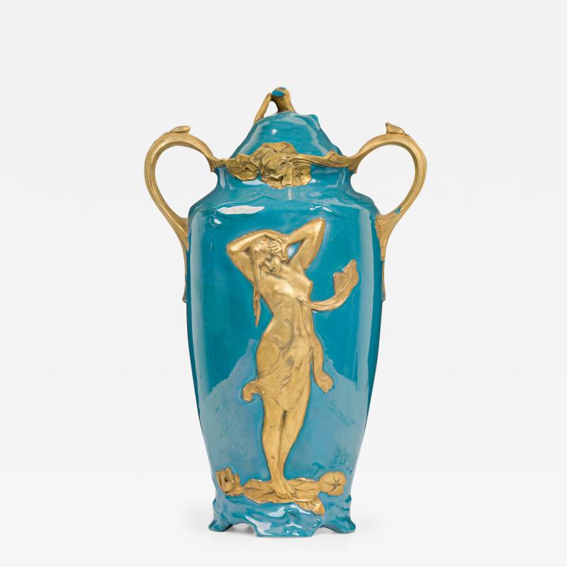 Kronach Art Nouveau Blue and Gold Urn