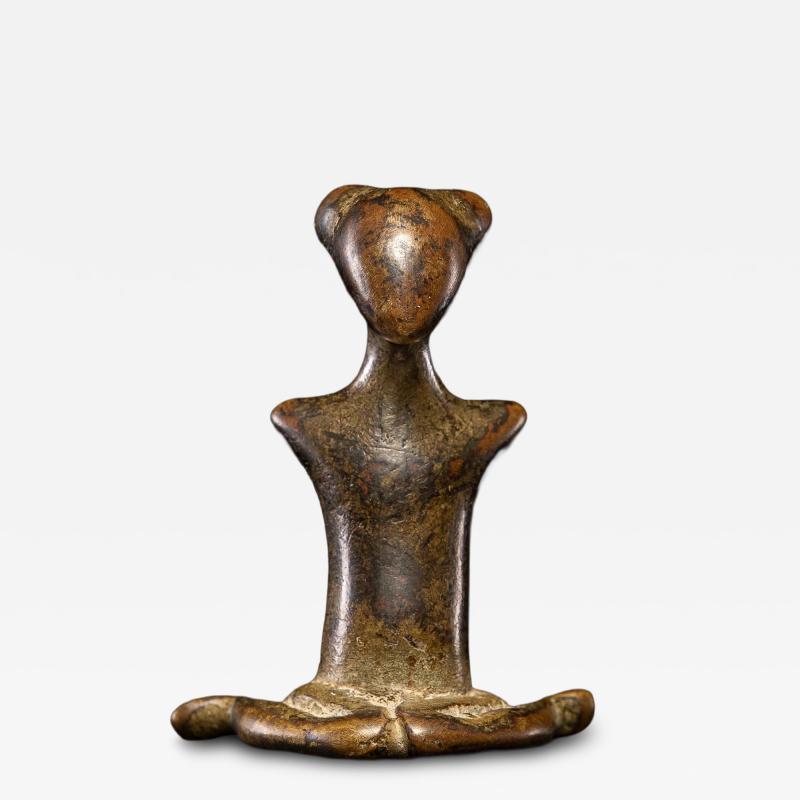 Kulango People Ivory Coast Bronze sitting female statue