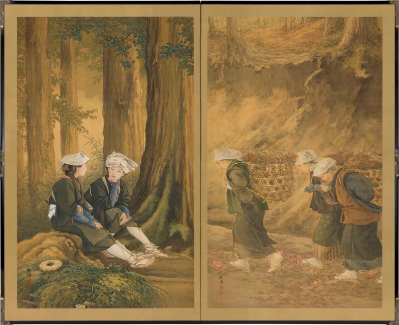 Kurata Shoto Women Working in the Forest ca 1910