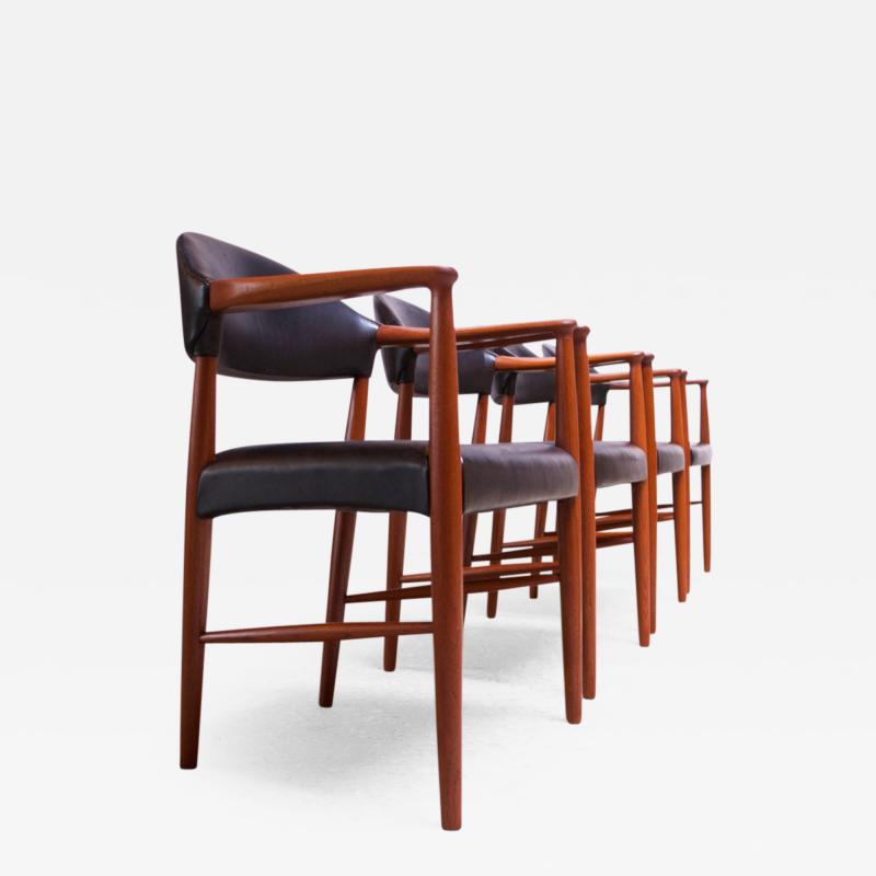 Kurt Olsen Set of Four Teak and Leather Armchairs by Kurt Olsen for Slagelse M belv rk