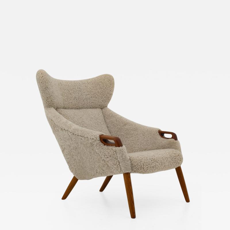 Kurt stervig Danish Lounge Chair in Sheepskin Model 55 by Kurt stervig