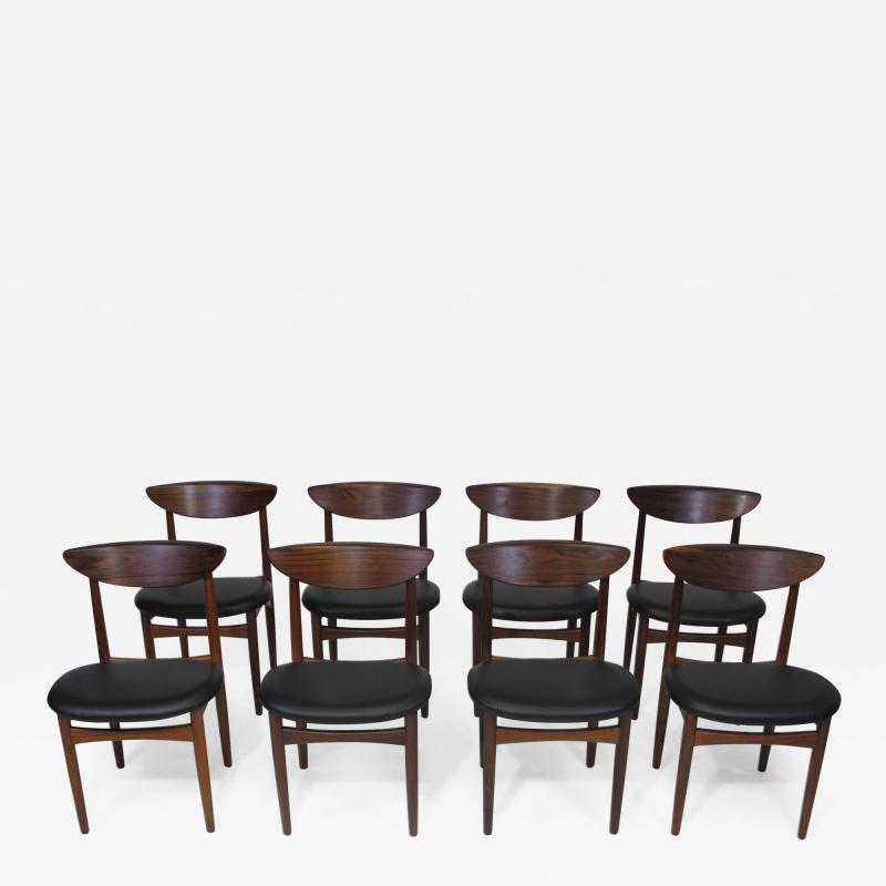 Kurt stervig Kurt Ostervig Eight 8 Kurt Ostervig Mid century Rosewood Dining Chairs in Black Leather