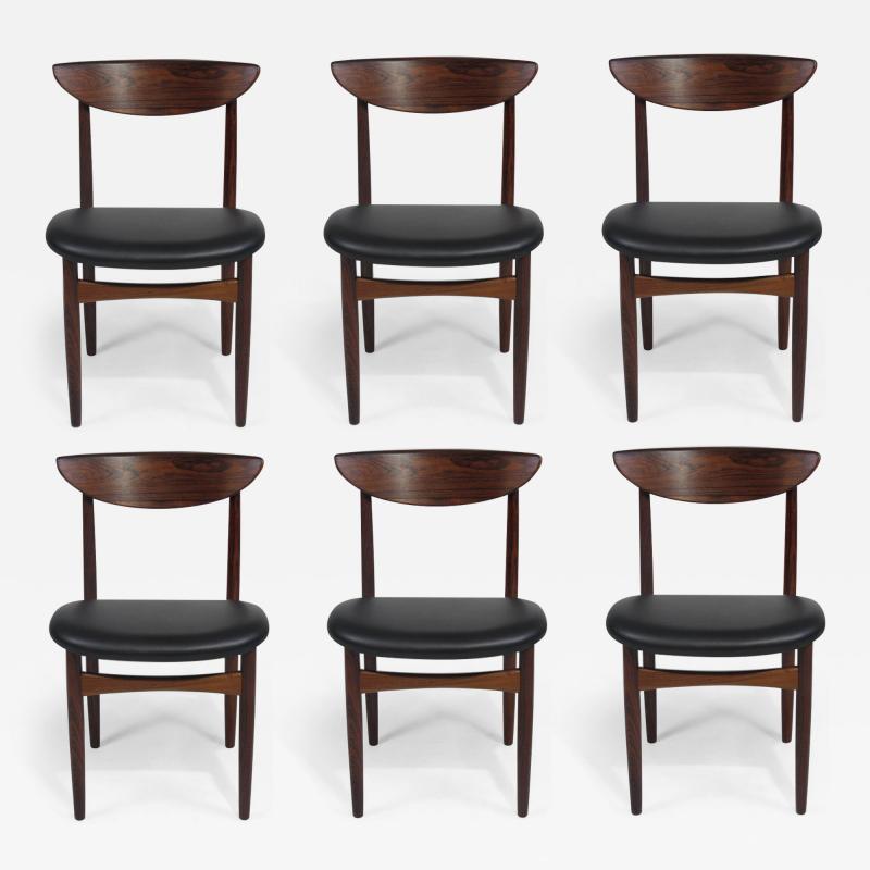 Kurt stervig Kurt Ostervig Six 6 Kurt Ostervig Mid Century Rosewood Dining Chairs in Black Leather
