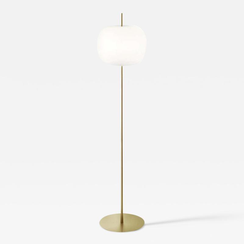 Kushi XL Opaline Glass and Brass Floor Lamp for KDLN