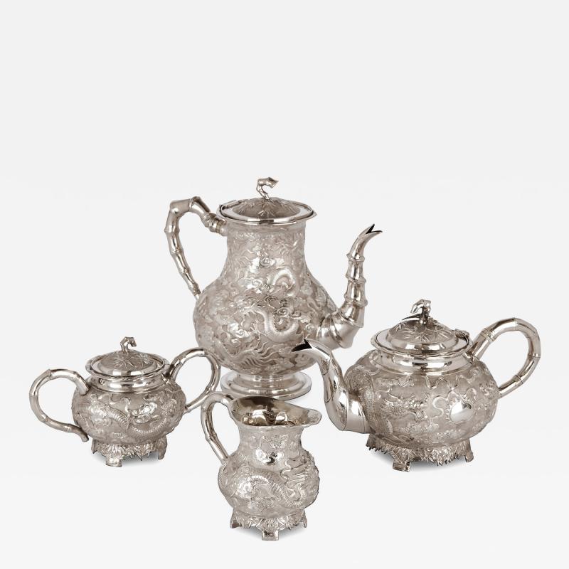 Kwan Wo Qing dynasty silver tea and coffee set by Kwan Wo