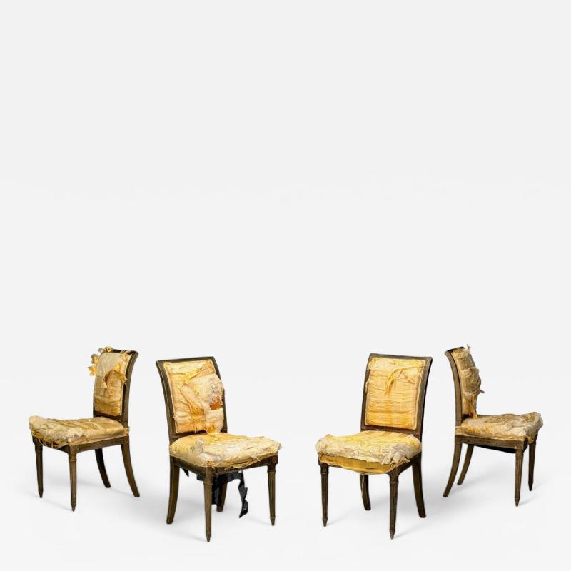 L Alavoine Cie Louis XVI Style Wood Fabric Dining Chairs France 19th C 