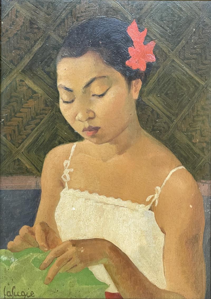 L a Lafugie Splendid Portrait of a Young Cambodian Girl by L a LAFUGIE 1890 1972 