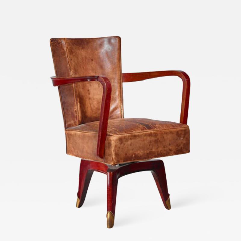 L on Jallot Leon Jallot swiveling desk chair France 1930s