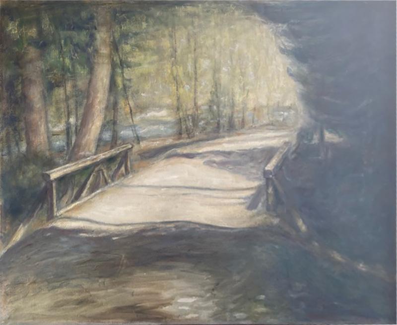 LANDSCAPE WITH BRIDGE PAINTING BY NORA GLANTZMAN