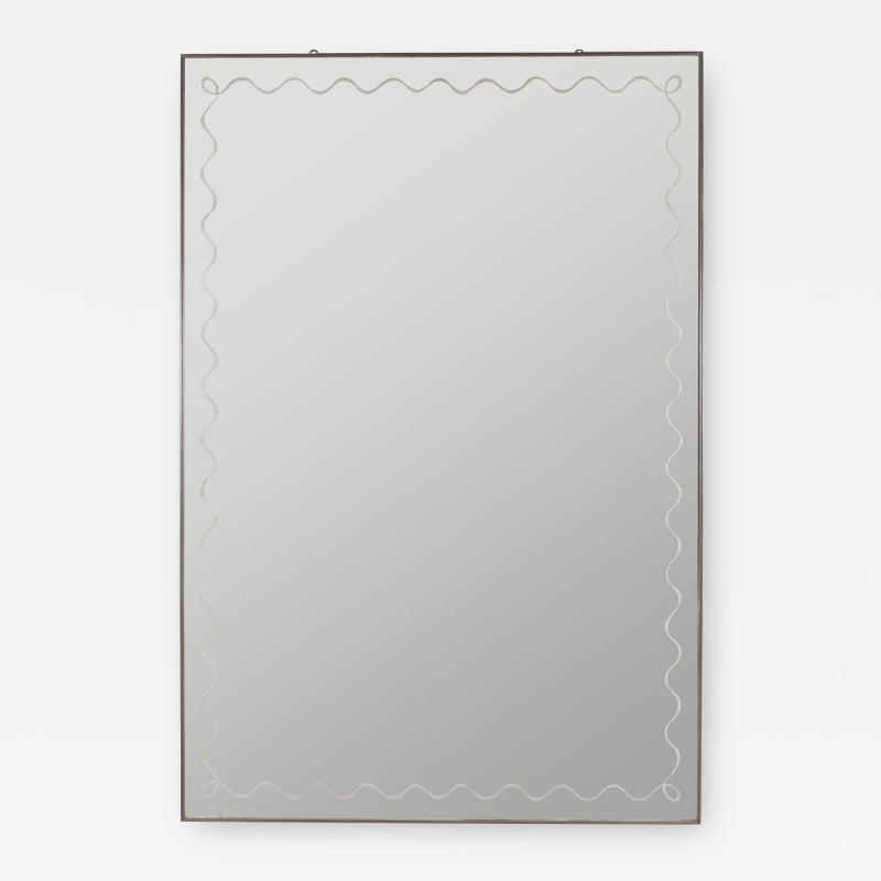 LARGE BRASS FRAMED MIRROR WITH SCROLLING BORDER
